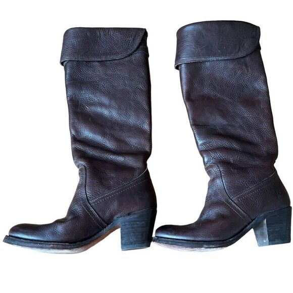 Frye Jane Tall Cuff Leather Boots Size 6 77595 - Picture 4 of 7